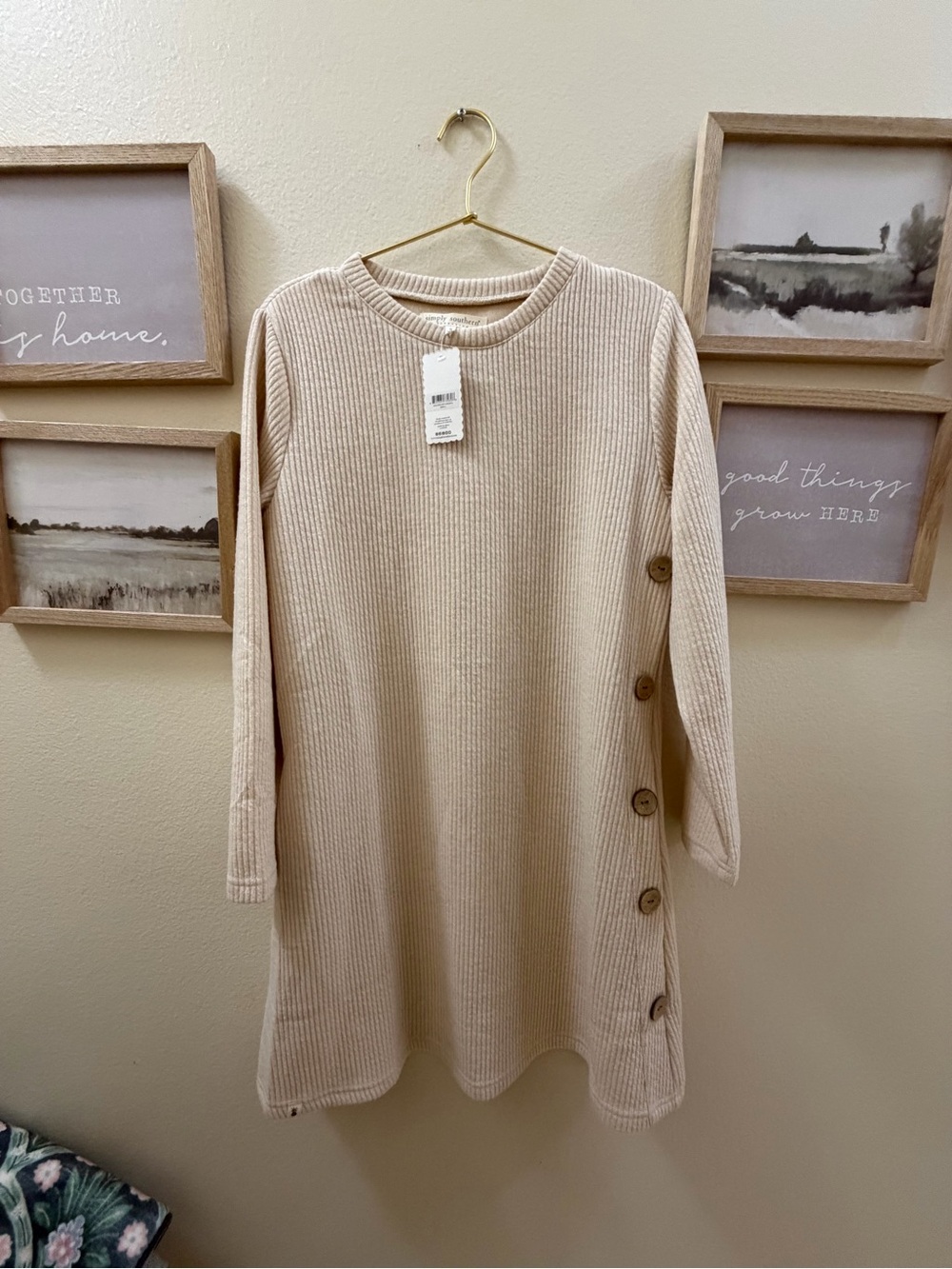 Simply Southern Cream Ribbed Button-Side Tunic